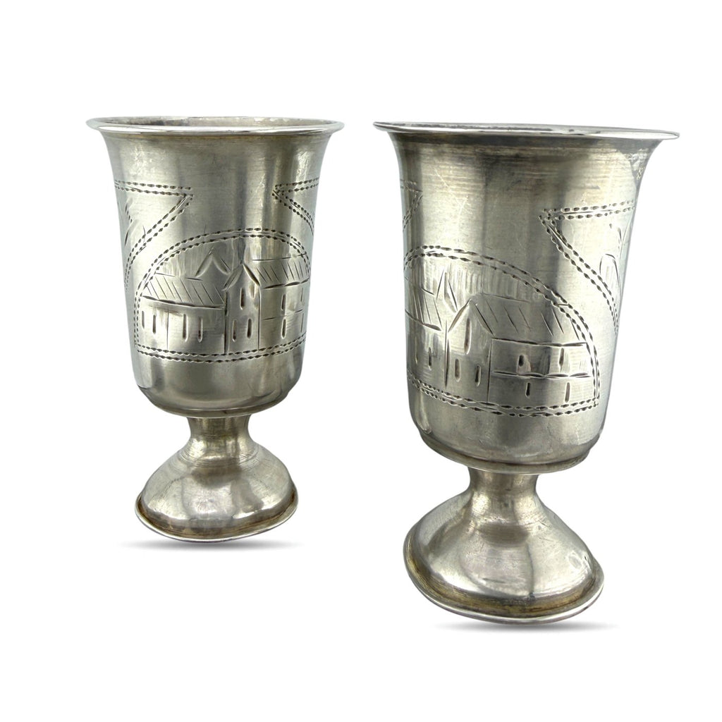 Imperial Russian 84 Zolotnik Silver Set of Antique Cups