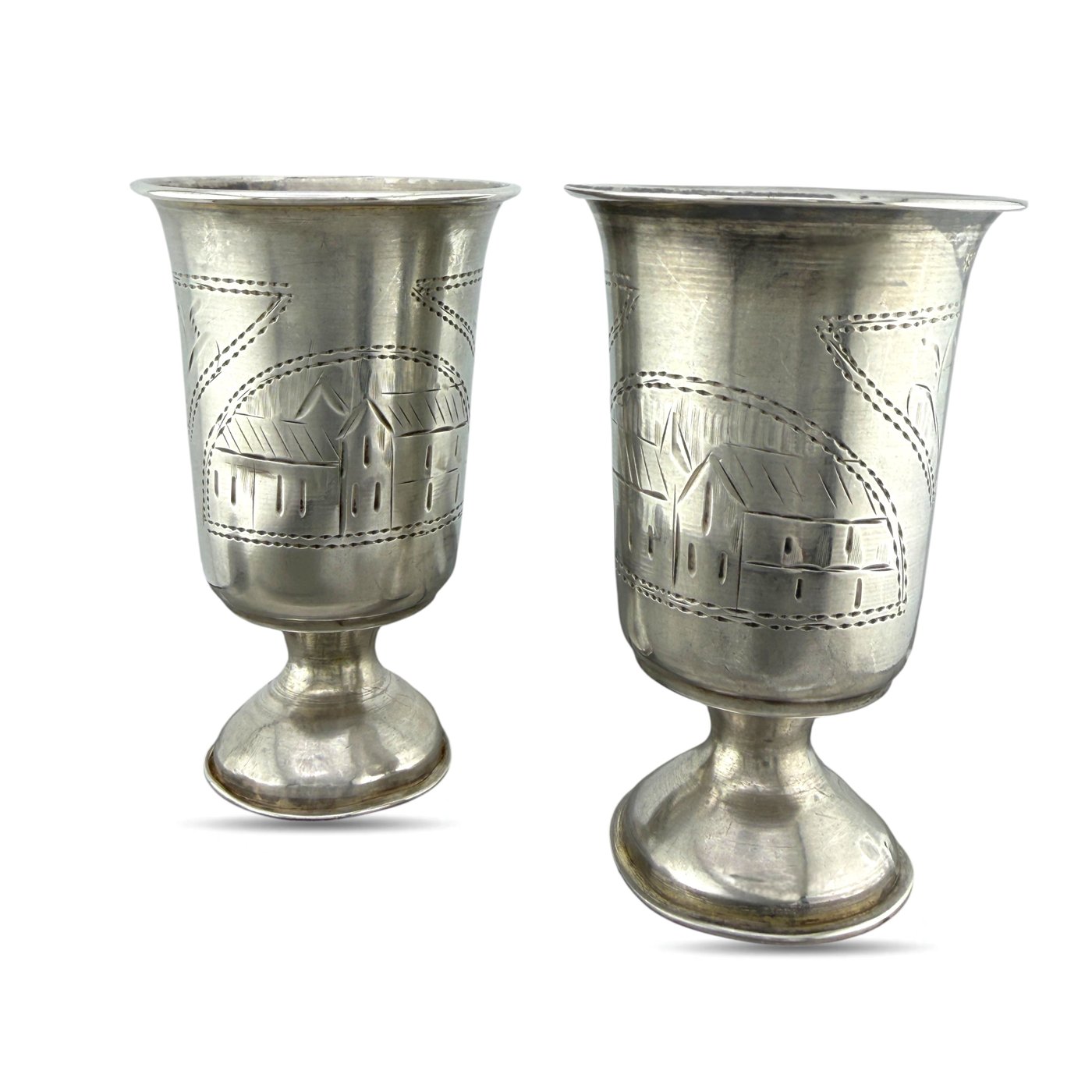 Imperial Russian 84 Zolotnik Silver Set of Antique Cups
