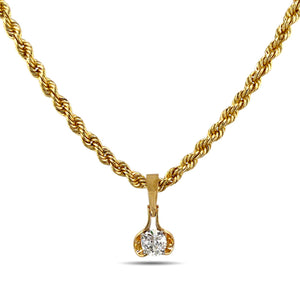 14K Yellow Gold Rope Necklace with Floating 1.27ct Diamond Pendant