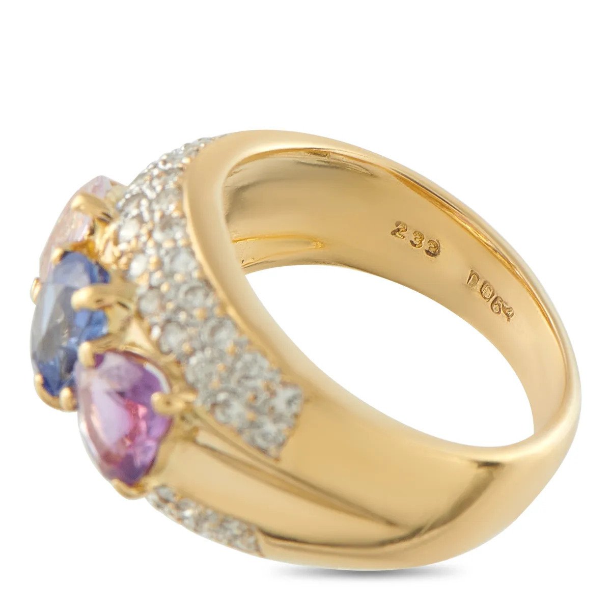 18K Yellow Gold 0.64ct Diamond and Sapphire Ring