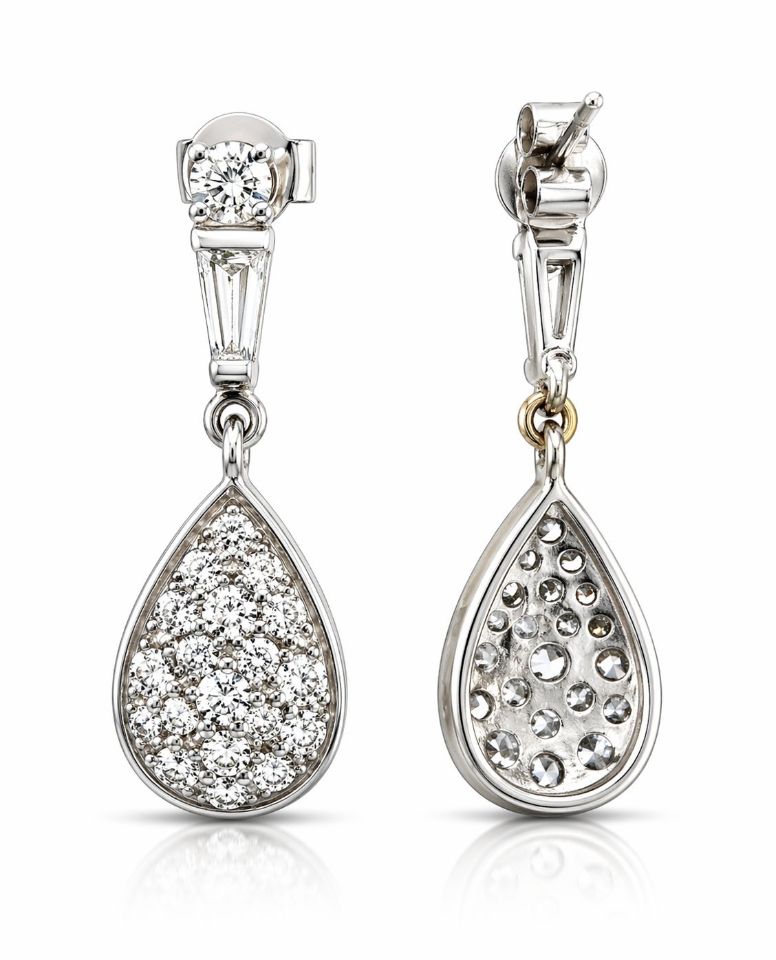 14K White Gold 1.75ct Diamond Teardrop Earrings