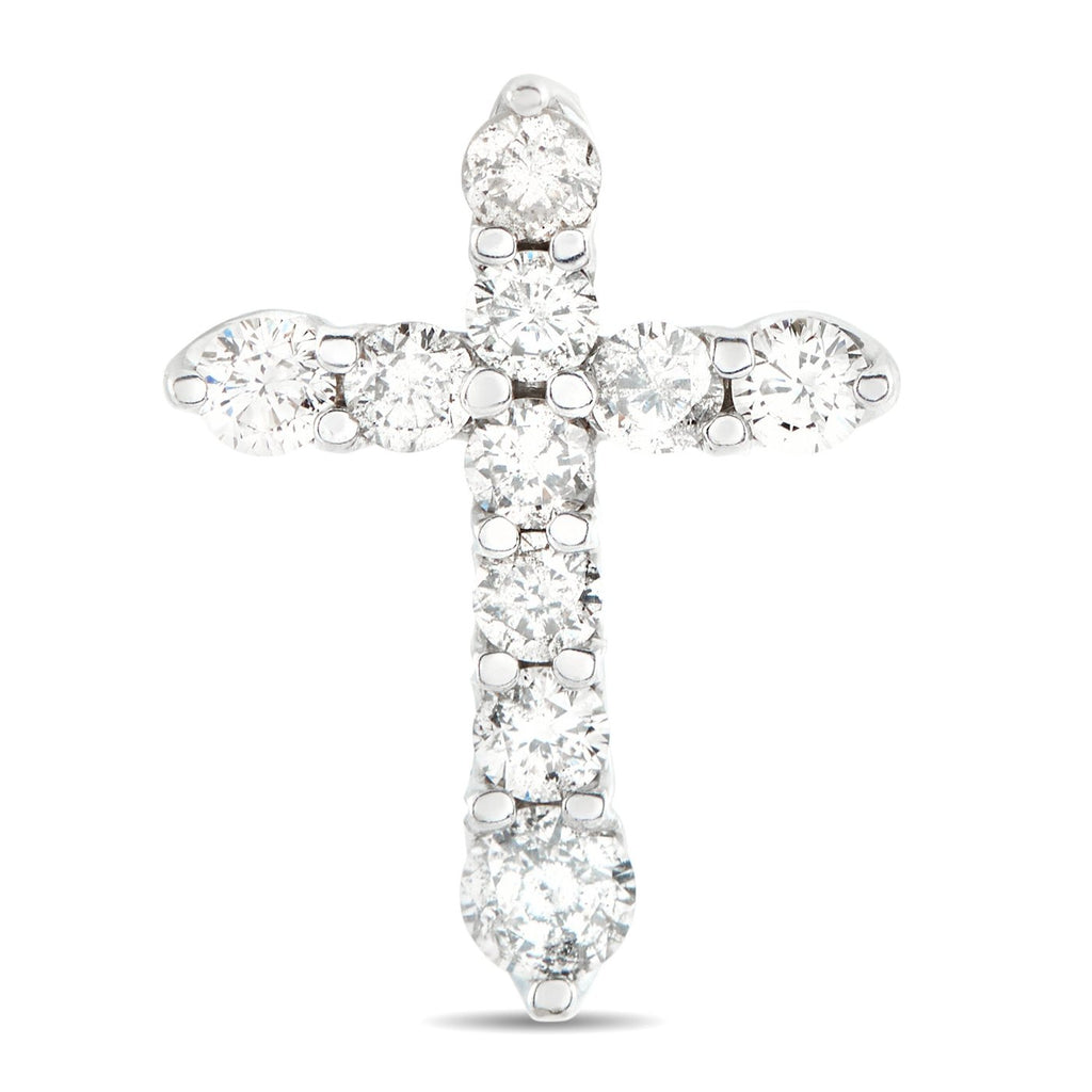 18K White Gold 1.0ct Diamond Cross Pendant