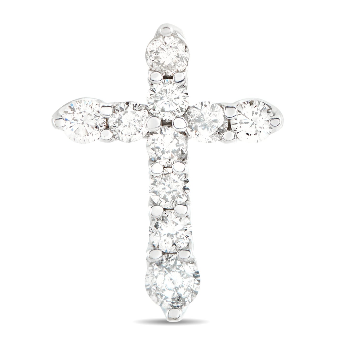 18K White Gold 1.0ct Diamond Cross Pendant