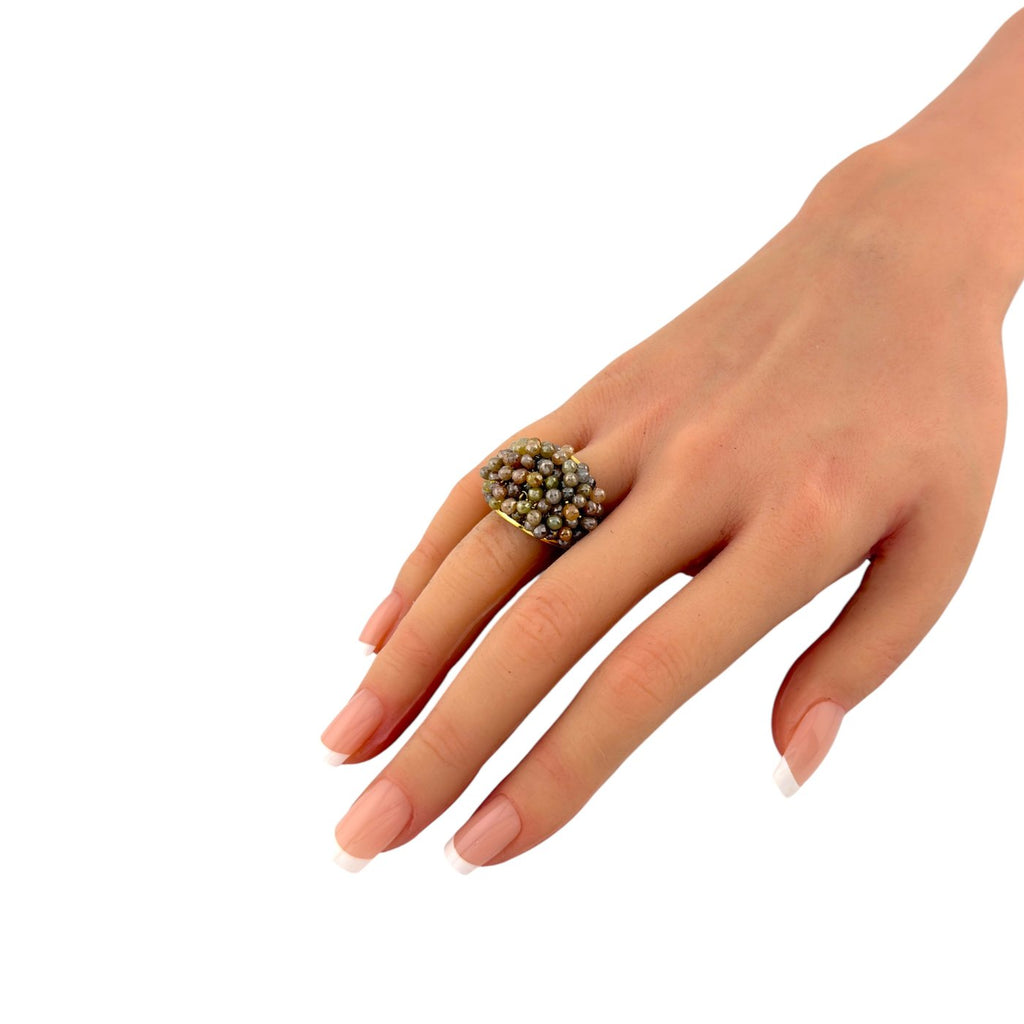 18K Yellow Gold 1.01ct Diamond and Multi Gem Cocktail Ring