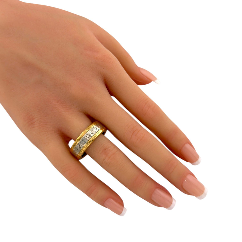 Konstantino 18K Yellow Gold and Platinum Band Ring