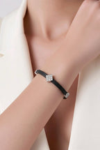 18K White Gold 0.35ct Diamond and Black Silicone Bracelet