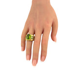 18K Yellow Gold 8ct Citrine, 0.86ct Diamond and Emerald Cocktail Ring