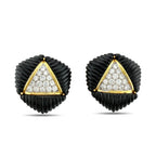 18K Yellow Gold and 2ct Diamond Black Onyx Earrings