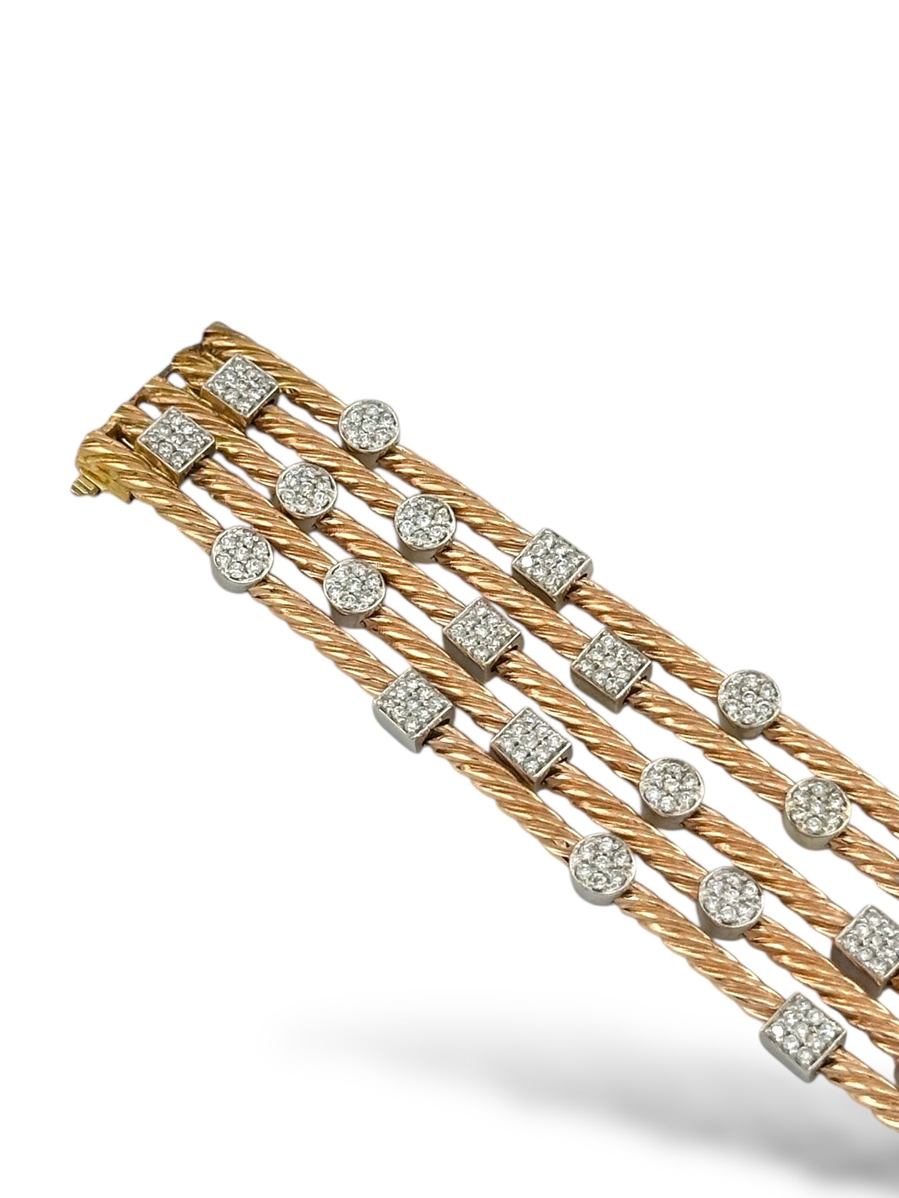 14 kt. Yellow gold, 14K Yellow Gold Multi-Band Bracelet with 3.30 Carats of Diamonds -  3.5ct. tw. Diamond (Natural)