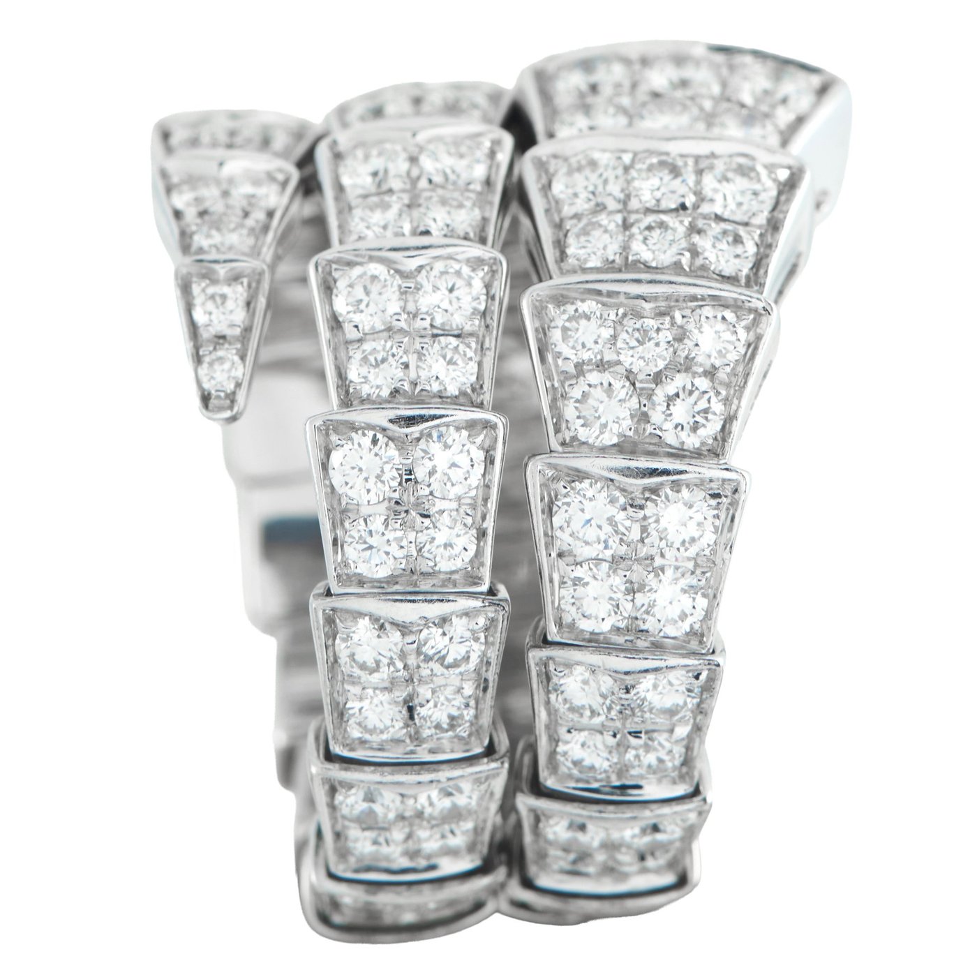 18K Bvlgari Serpenti Viper 18K White Gold 2.77ct Diamond Ring