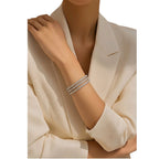 14K White Gold Triple Row 6.53ct Diamond Bracelet