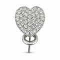 Heart-shaped diamond stud earrings in white gold with pavé sparkle setting