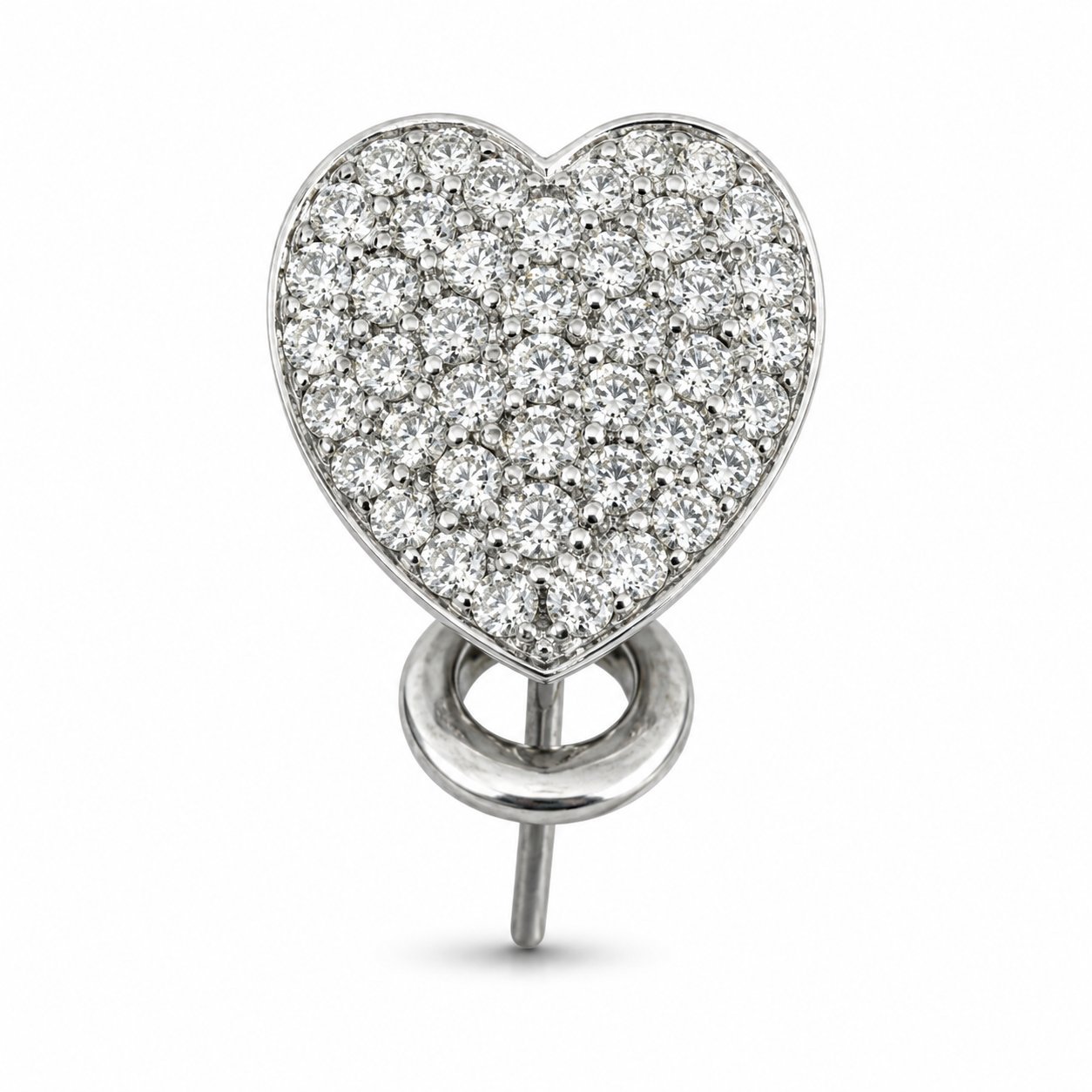 18K White Gold 1.56ct Diamond Heart Earrings