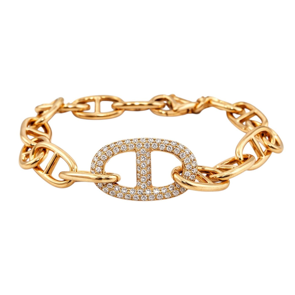 Iconic Motif Design Diamond Pave Link Bracelet in 18K Rose Gold