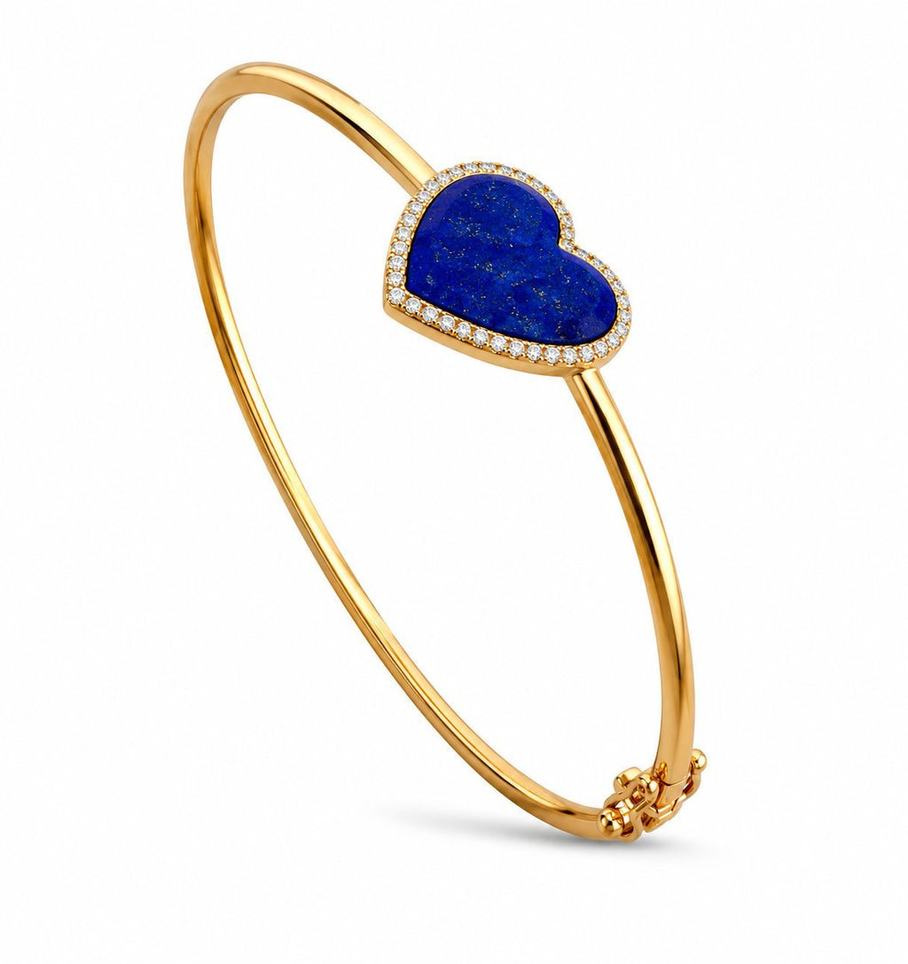 14K Rose Gold Lapis Lazuli Heart and 0.22ct Diamond Bracelet