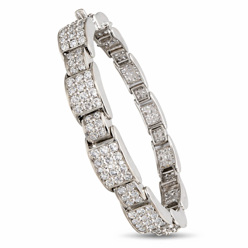14 kt. Exclusive 14K White Gold 5.94ct Diamond Link Bracelet, White gold -  5.94ct. tw. Diamond