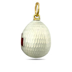 Imperial Russian 56K Yellow Gold White & Red Enamel Cross Egg Pendant