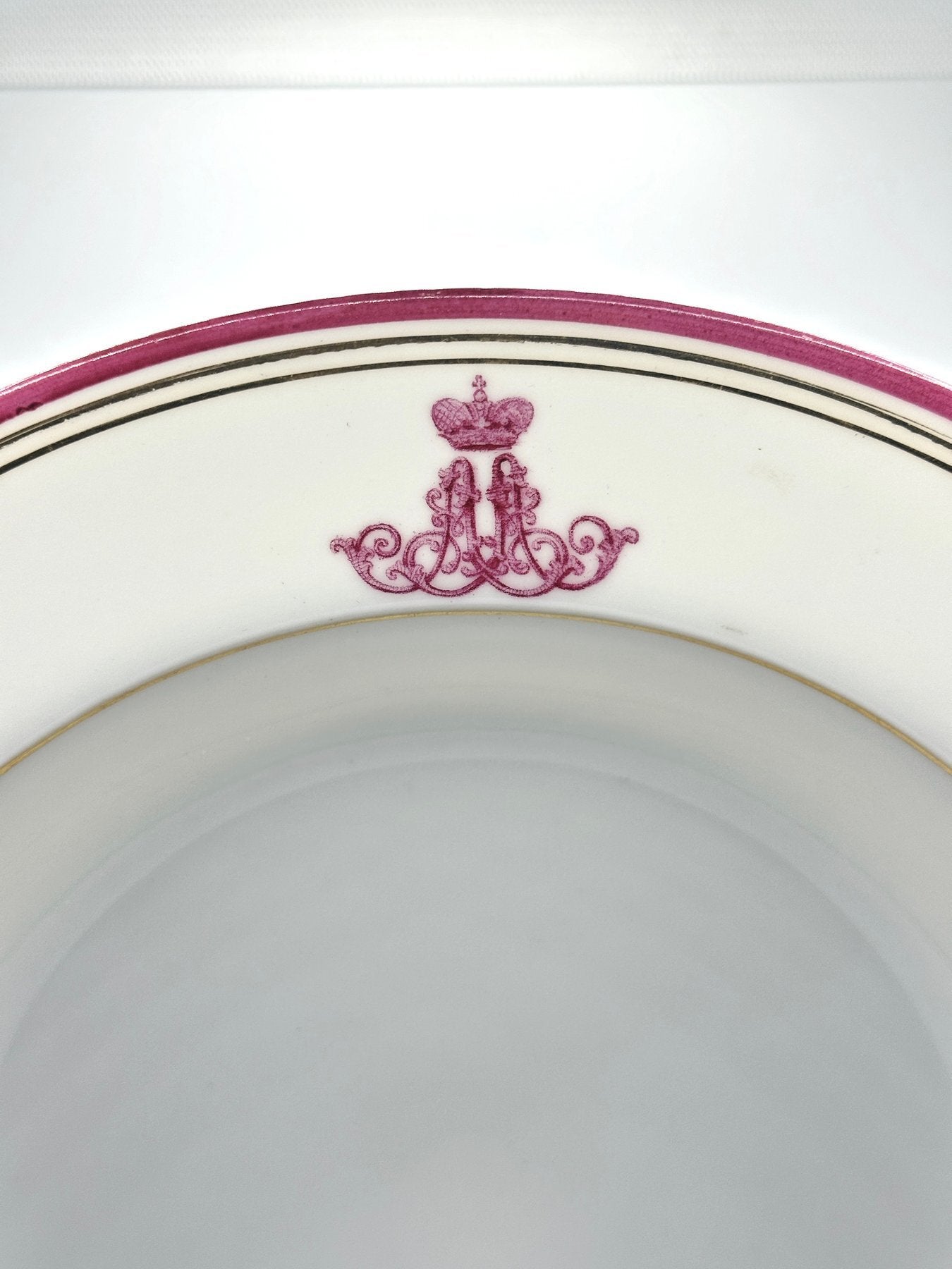 Imperial Russian Porcelain Plate from an Everyday Service for Grand Duke Alexander Alexandrovich