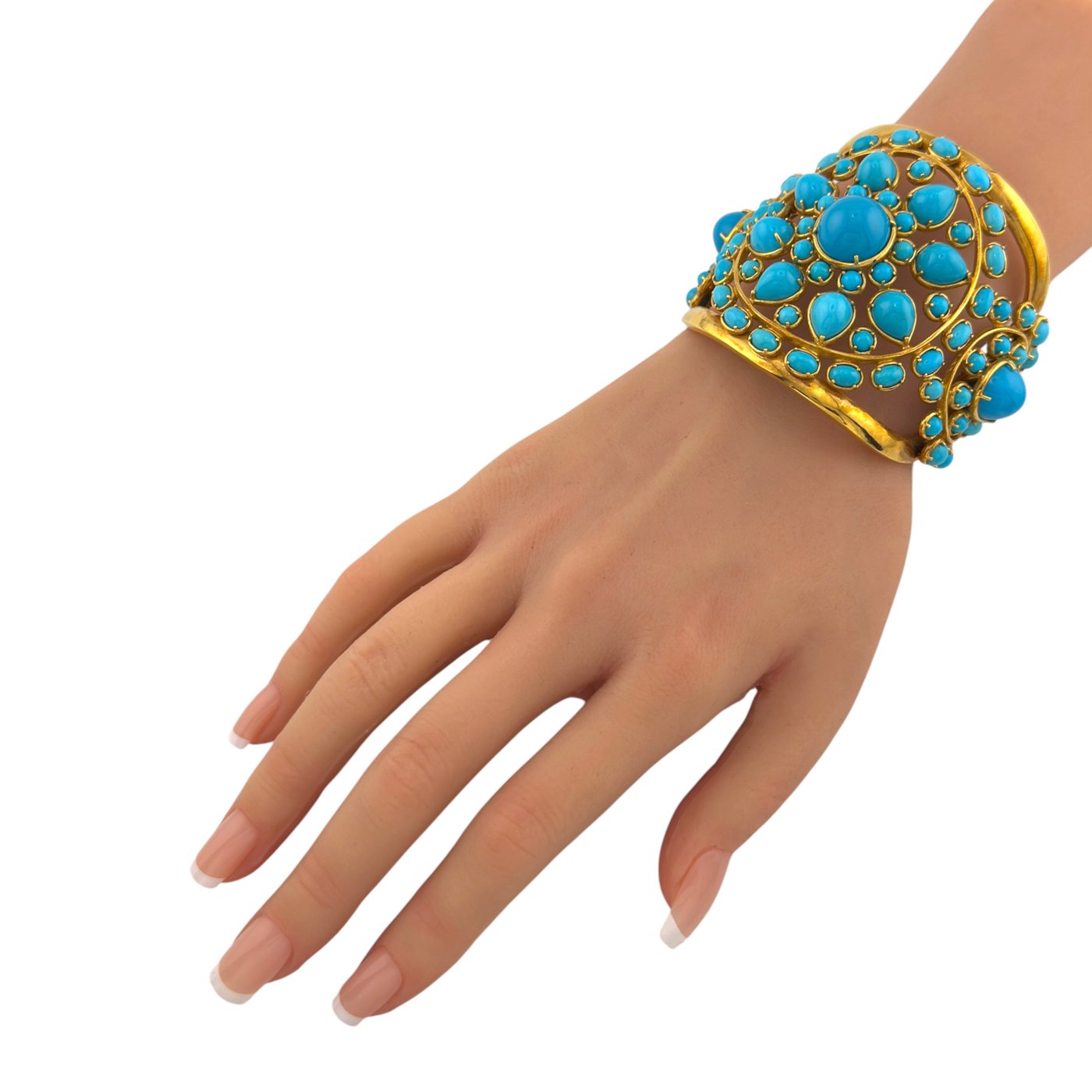 18K Yellow Gold Vintage Turquoise Bracelet