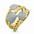 14K Yellow Gold Multi Strand 1ct Diamond Cluster Ring