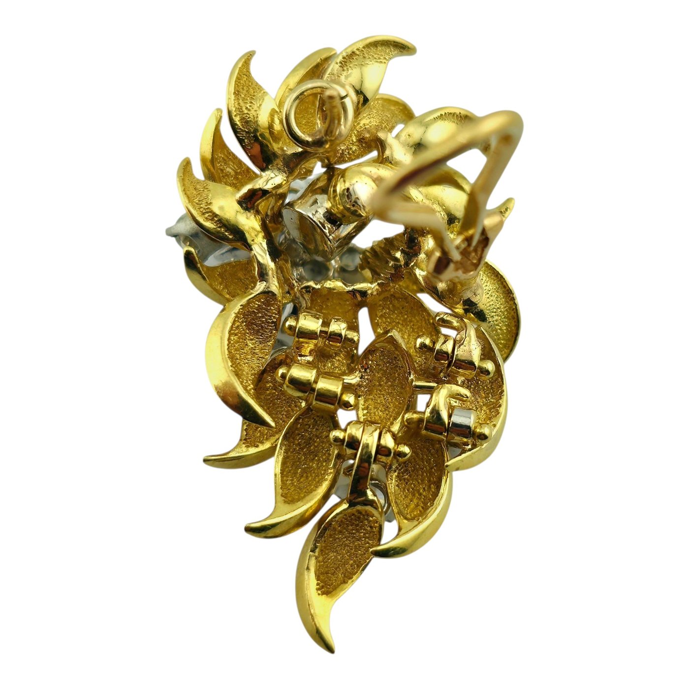 14K Yellow Gold 1.62ct Diamond Sculptural Cluster Brooch