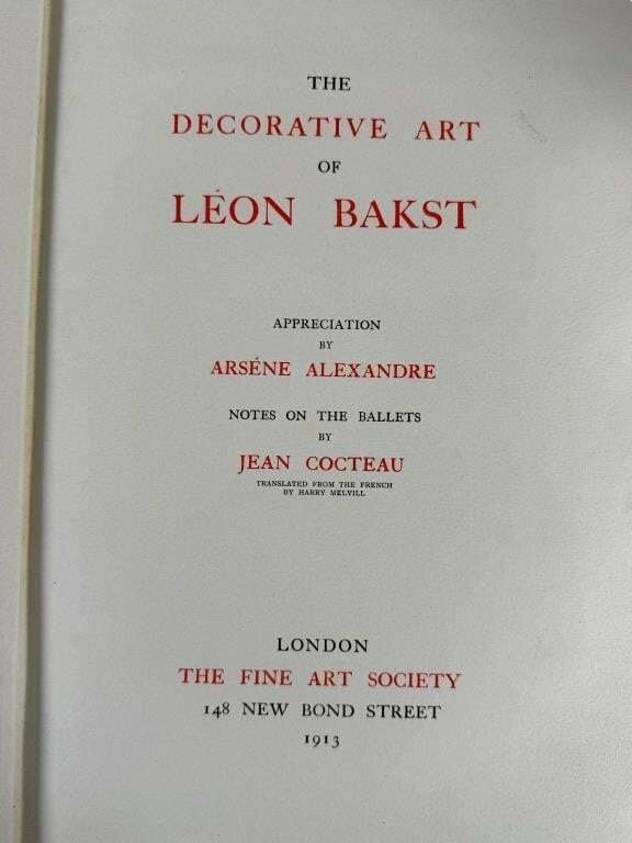 Arsene Alexandre, Jean Cocteau - The Decorative Art of Leon Bakst - 1913 Book