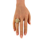 14K Yellow Gold Textured 2.10ct Opal and 0.30ct Diamond Ring