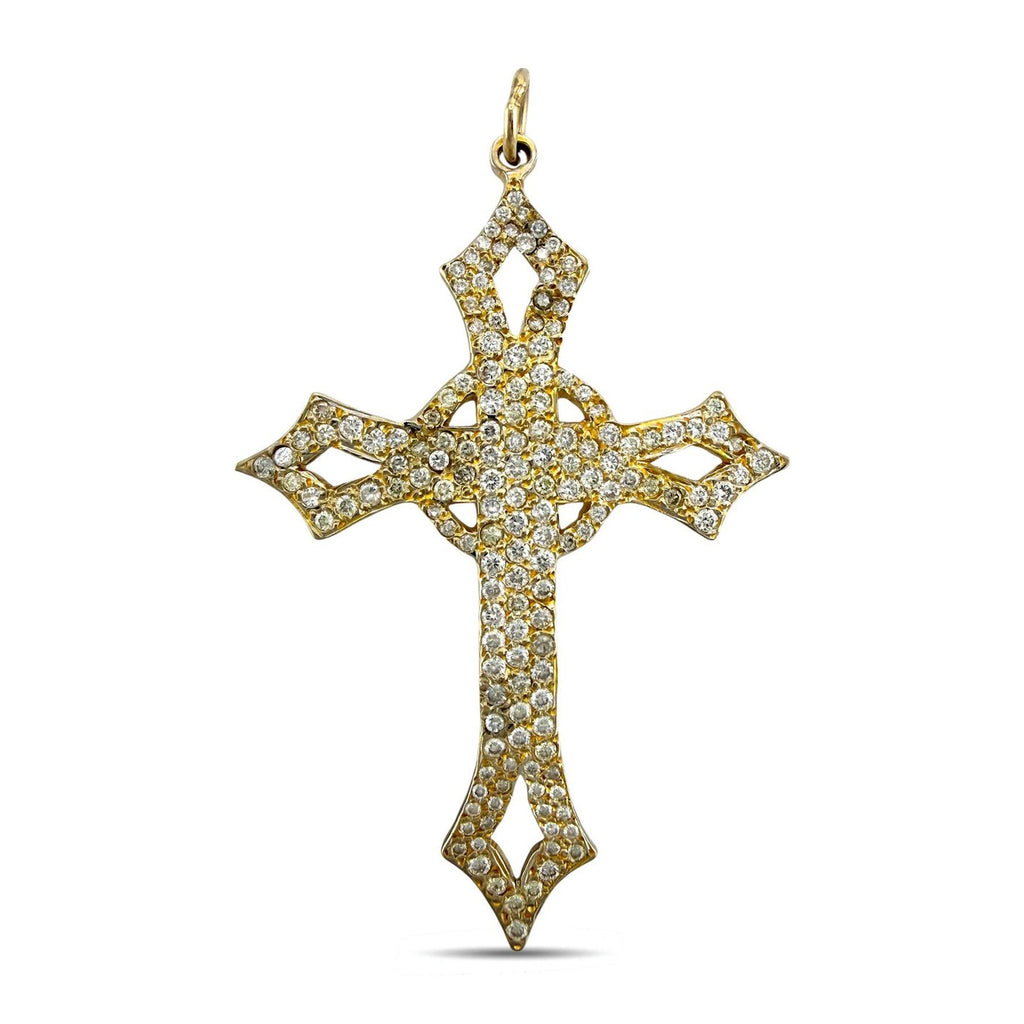 14K Yellow Gold 1ct Diamond Cross Pendant