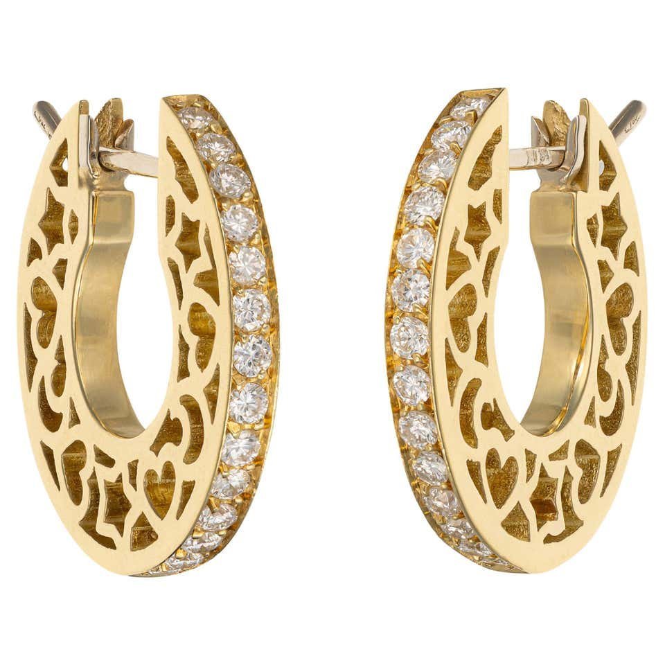 18K Yellow Gold 0.40ct Diamond Moon Design Earrings