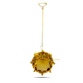 Citrine polo brooch in 22K yellow gold with large round-cut gemstone and pin back