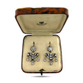 Rose gold diamond cluster drop earrings with floral quatrefoil design