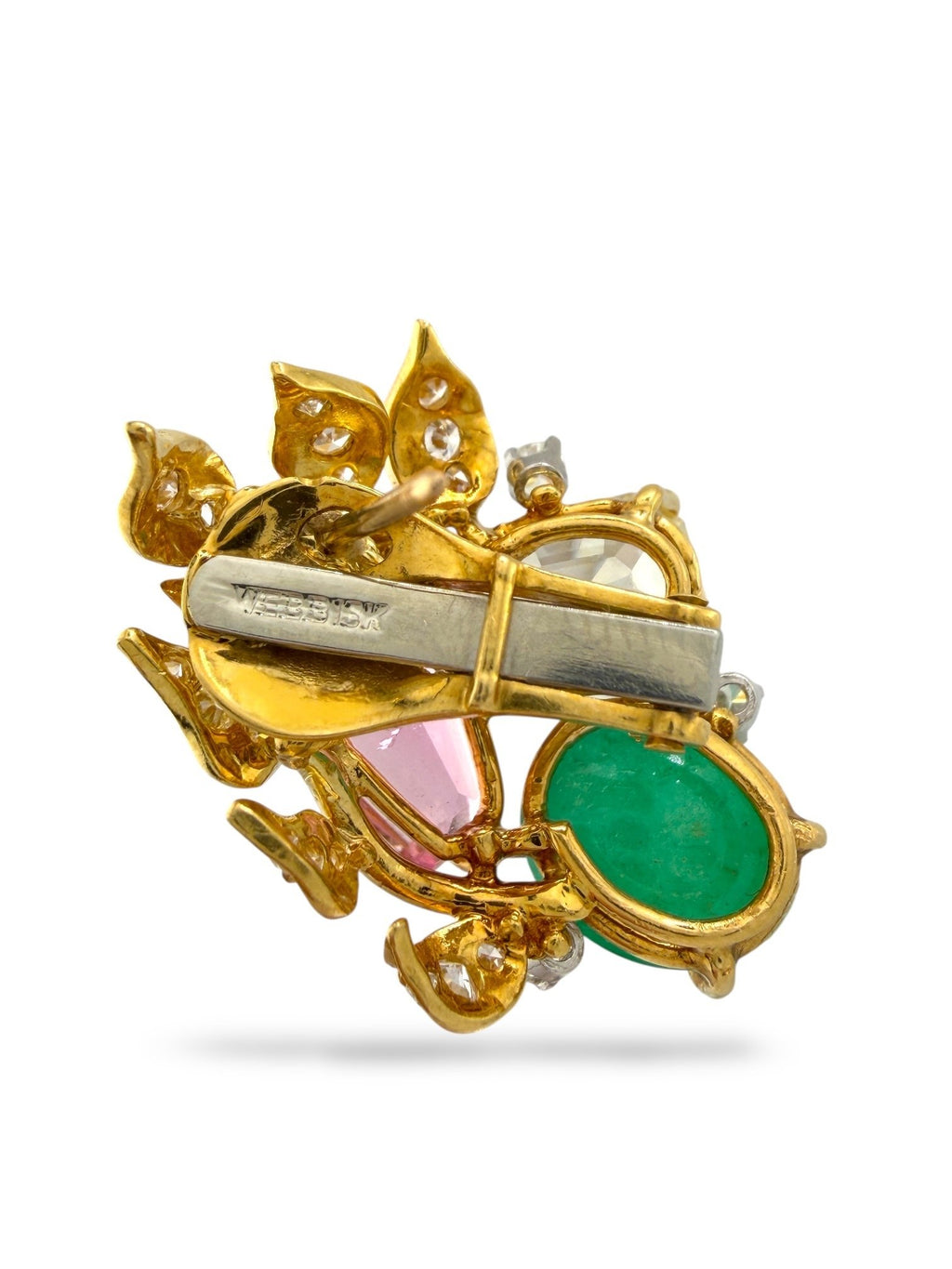 David Webb 18K Yellow Gold Emerald and Tourmaline Earrings 13.18ct
