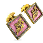 Imperial Russian 88 Assay Silver Faberge 0.70ct Diamond and Enamel Cufflinks