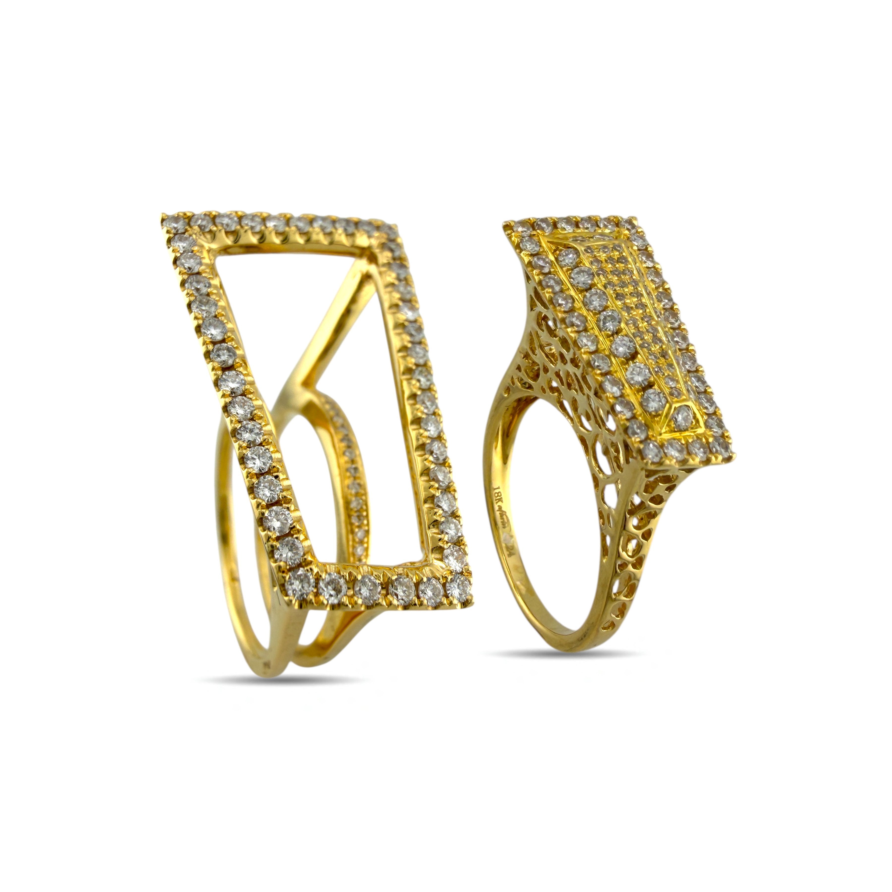 Afarin 18K Yellow Gold Convertible 1.24ct Diamond Ring Set