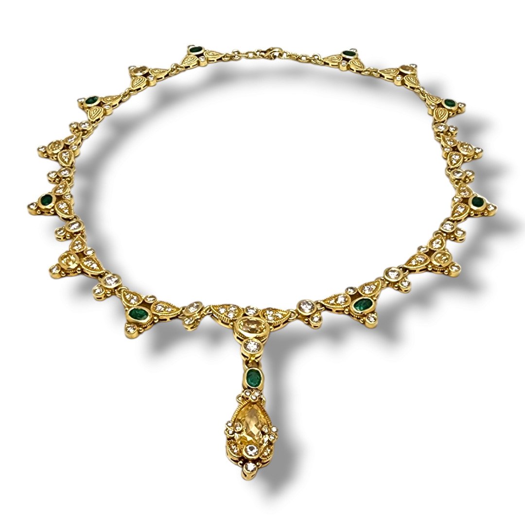 Judith Ripka 18K Gold 10ct Diamond Necklace Pendant