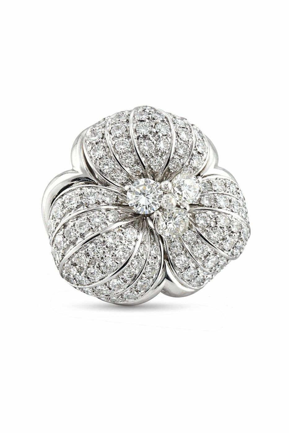 18K White Gold 4.56ct Diamond Floral Petal Earrings