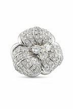 18K White Gold 4.56ct Diamond Floral Petal Earrings
