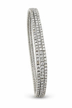 14K White Gold Triple Row 6.53ct Diamond Bracelet
