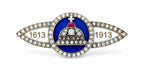 K. Faberge Imperial Russian 56 Rose Gold Romanov 300 Year Anniversary 1.70ct Diamond and Ruby Brooch