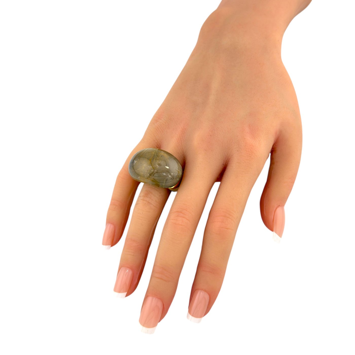 18K Yellow Gold Evanueva 70.00ct Rutilated Quartz Statement Ring -  70.00ct. tw. Quartz