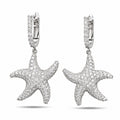 14K white gold diamond starfish drop earrings