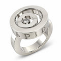 18K white gold floating diamond ring with round center diamond and circular setting