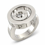18K white gold floating diamond ring with round center diamond and circular setting