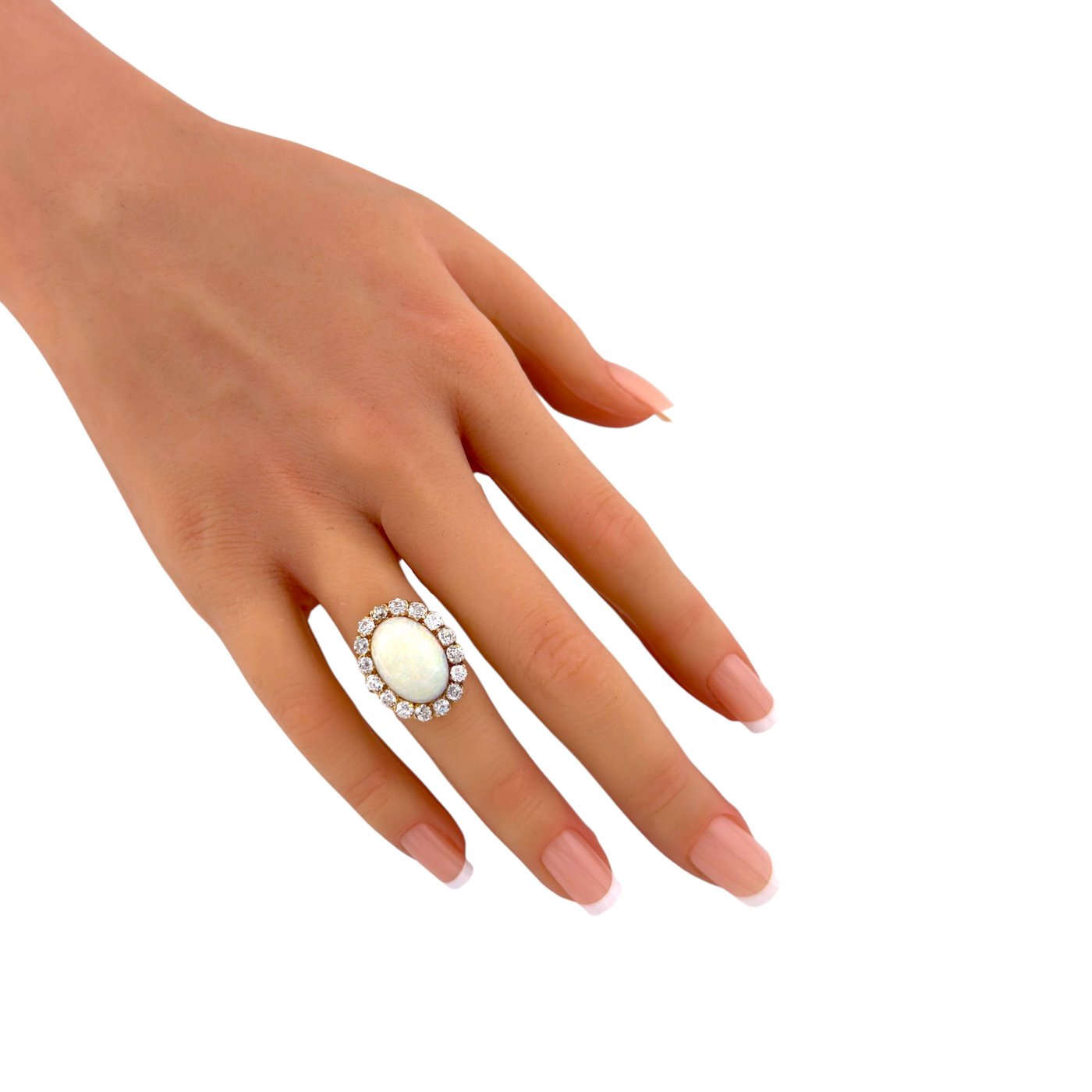10K Yellow Gold Opal and 1.6ct Diamond Ring