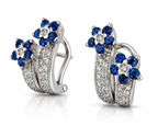 Leo Pizzo 18K White Gold 1.0ct Diamond and 2ct Sapphire Floral Earrings