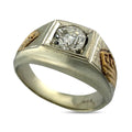 14K white and rose gold ring with large square-cut diamond center