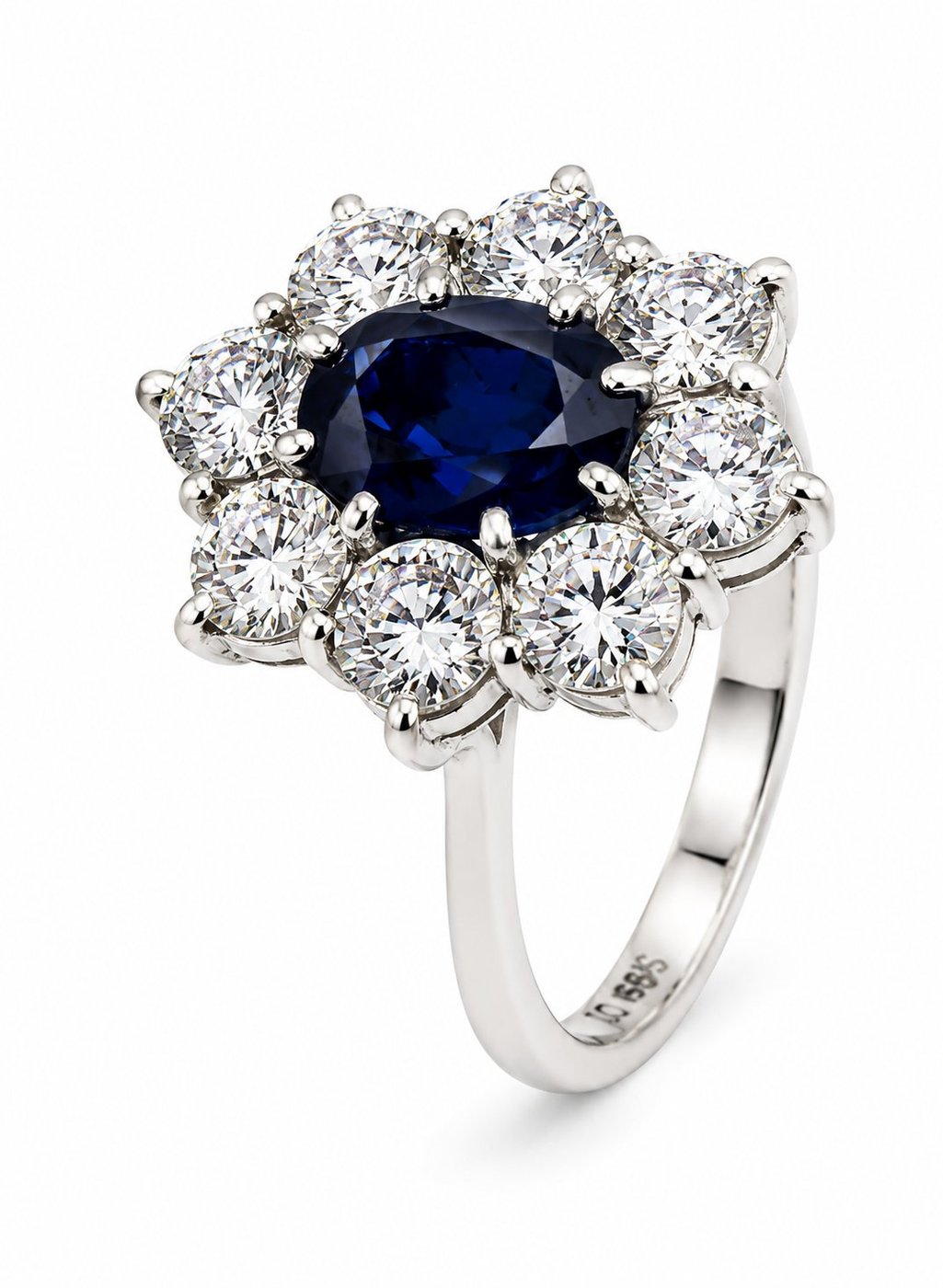 18K White Gold Ring Diamonds and 2.0ct Sapphire Sapphire