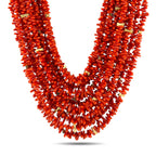 Tambetti 14K Yellow Gold Multi Strand Red Coral Bead Necklace