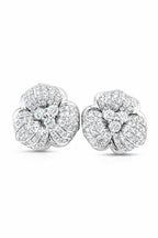 18K White Gold 4.56ct Diamond Floral Petal Earrings