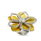 18K White and Yellow Gold Piero Milano Movable Petal Diamond Ring